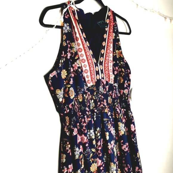 NWT Gabby Skye Women's 12 RN# 67473 Floral Zipper Dress Tribal Boho Blue Red - Picture 11 of 16